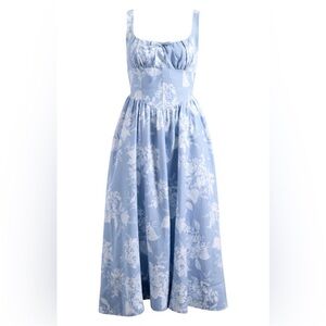 Reformation Light Blue and White Floral Midi Dress